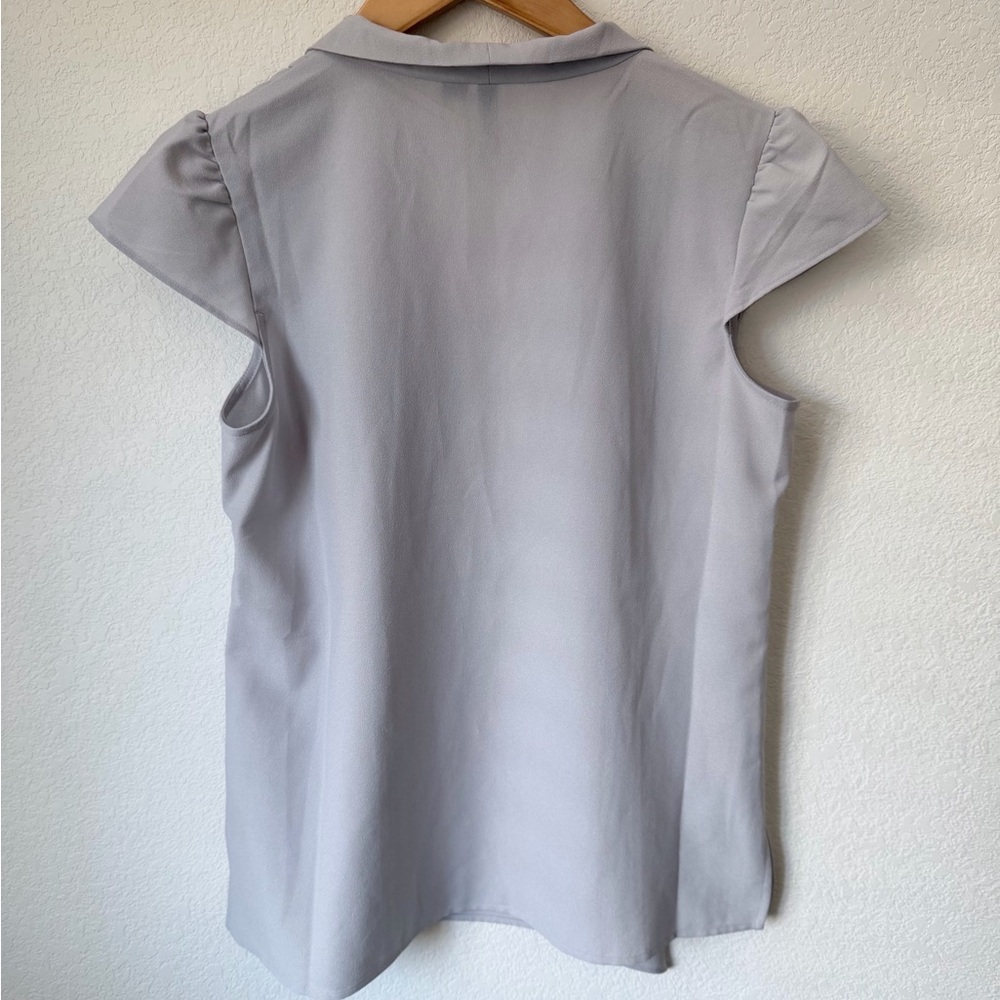Light Gray Blouse with Bow Detail - Picture 3 of 5